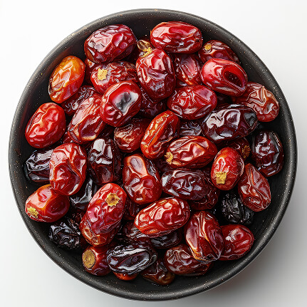 bowl-cherries-with-black-bowl-that-says-pomegranate 1